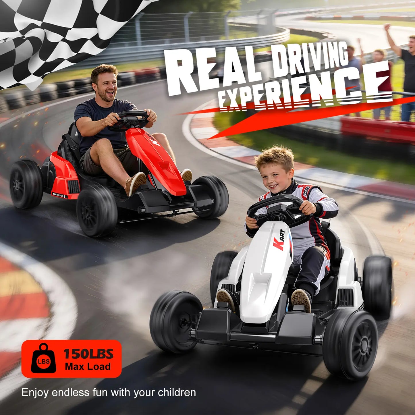 24V Kids Ride On Car, 2-Seater Outdoor Vehicle with Rear Wheel Drive, Music Player, Safety Belt & One Button Start, Battery Powered Toy Car for Ages 3-8